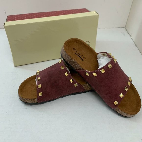 NEW Glaze Wine Kors Studded Sandal - Picture 1 of 3